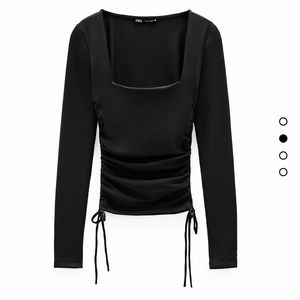 Zara Ruched long sleeve fitted top
